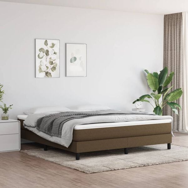 vidaXL Boxspring bed stof donkerbruin 160x200 cm