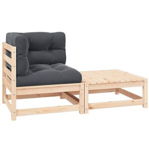 vidaXL 2-delige Loungeset met kussens massief grenenhout