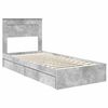 vidaXL Opslag bed met hoofdeinde Beton Grijs 90 x 190 cm Bewerkt hout