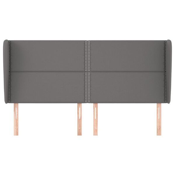 vidaXL Hoofdbord met randen 163x23x118/128 cm kunstleer grijs