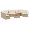 vidaXL 11-delige Tuinset met kussens poly rattan beige
