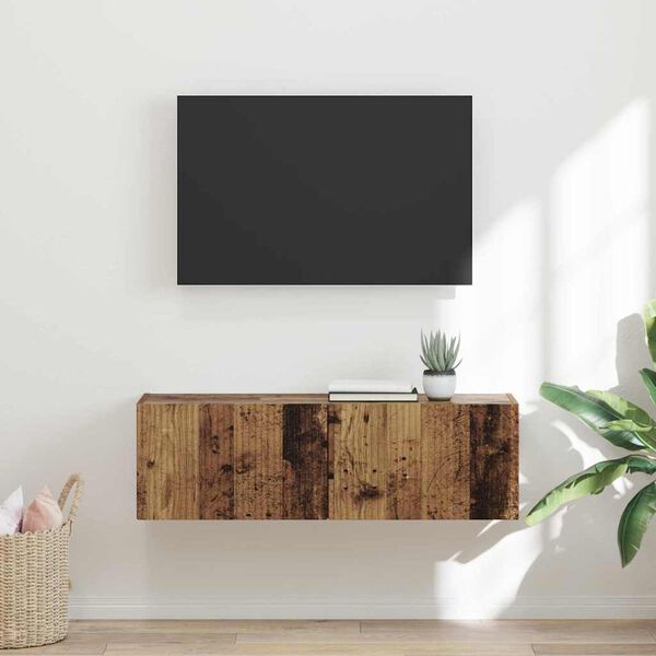 vidaXL TV Wandkast Oud Hout 98 x 31 x 29,5 cm Bewerkt hout