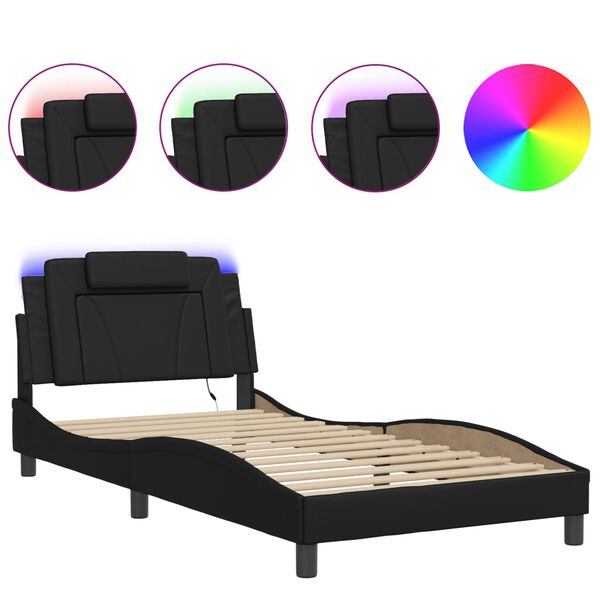 vidaXL Bedframe "Viana" met LED zonder matras zwart 100x203 cm