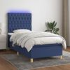 vidaXL Boxspring met matras en LED stof blauw 100x200 cm