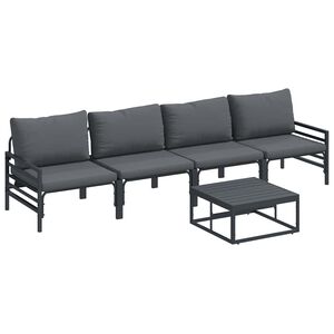 vidaXL Tuinbankenset 5 st Zwart Staal