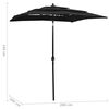 vidaXL Parasol 3-laags met aluminium paal 2x2 m zwart