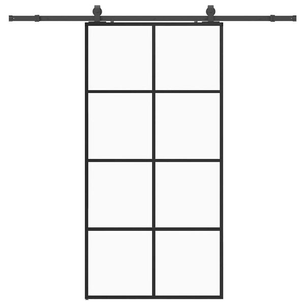 vidaXL Schuifdeur met beslagset 102,5x205 cm ESG glas zwart