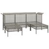 vidaXL 5-delige Loungeset met kussens poly rattan grijs