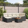 vidaXL Tuin Sofa Set met kussen met opslag 7 pcs Zwart Poly riet