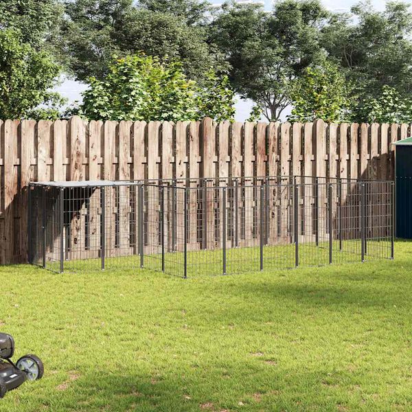 vidaXL Hondenkennel 8,47 m&sup2; staal zwart