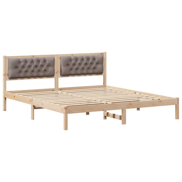 vidaXL Bedframe met hoofdeinde Taupe 160 x 200 cm Massief grenenhout