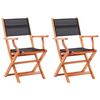 vidaXL Opklapbare stoelen, 2 stuks, zwart, massief eucalyptushout en Textilene.