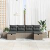vidaXL Tuin Sofa Set met kussen met opslag 6 pcs Grijs poly rattan