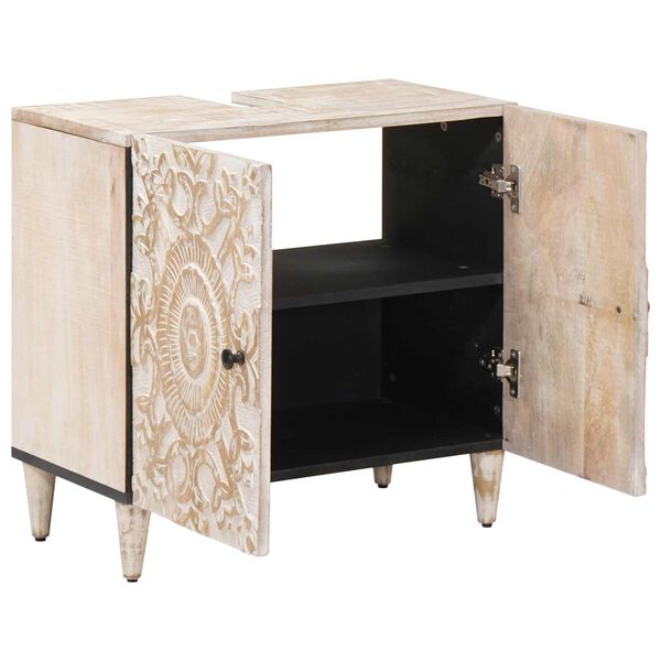 vidaXL Badkamer wastafelkast Wit 62 x 33 x 58 cm Massief Mango Hout