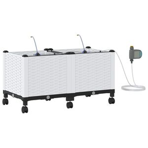 vidaXL Tuin Pot met Irrigatie en Wielen 2 st Wit 80 x 40 x 43,5 cm PP