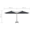 vidaXL Parasol dubbel met stalen paal 600x300 cm antracietkleurig