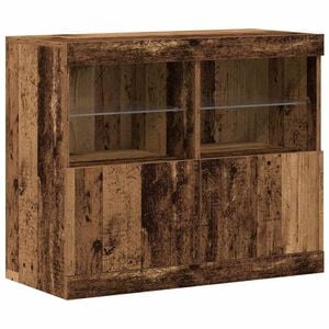 vidaXL LED Sideboard Bruin 81 x 37 x 66,5 cm Bewerkt hout