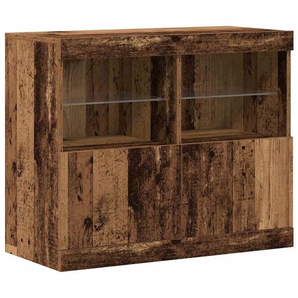 vidaXL LED Sideboard Bruin 81 x 37 x 66,5 cm Bewerkt hout