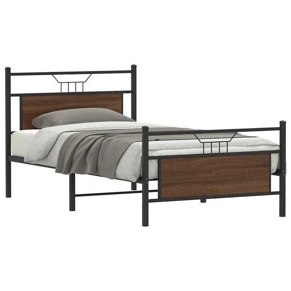 vidaXL Bedframe zonder matras bewerkt hout bruin eikenkleur 100x190 cm