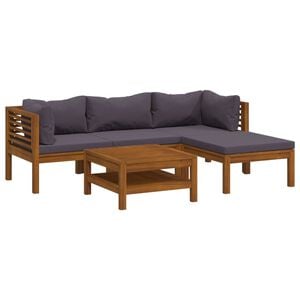 vidaXL 5-delige Loungeset met kussens massief acaciahout