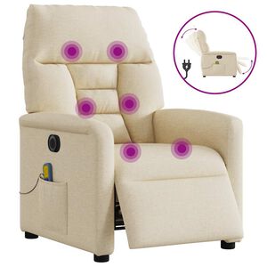 vidaXL Massagestoel elektrisch verstelbaar stof cr&egrave;mekleurig