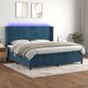 vidaXL Boxspring met matras en LED fluweel donkerblauw 200x200 cm