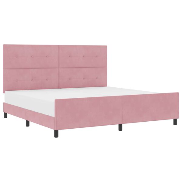 vidaXL Boxspringbed met hoofdeinde Roze 200 x 200 cm Fluweel