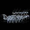 vidaXL Buitenkerstversiering rendieren en slee 140 LED's zilverkleurig