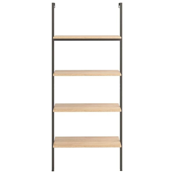 vidaXL Ladderrek met 4 schappen 64x35x152,5 cm lichtbruin en zwart