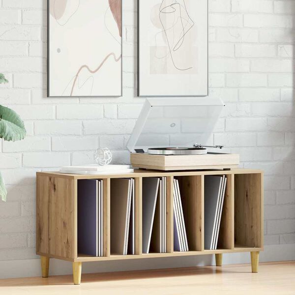 vidaXL Platenkast 100x38x48 cm bewerkt hout artisanaal eikenkleur