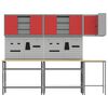 vidaXL Werkkast set met plank met opslag met slot 10 pcs Rood en Grijs