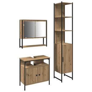 vidaXL Badkamermeubelset 3 st Artisan Eiken 33 x 33 x 185,5 cm