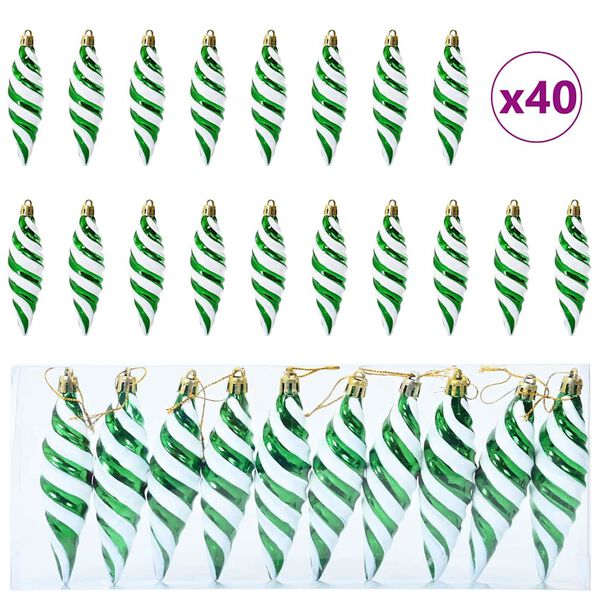 vidaXL Kerst Spiralvorm Bal 40 pcs Groen