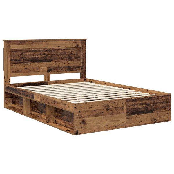 vidaXL Bedframe met hoofdeinde Oudhout 160 x 200 cm Massief grenenhout