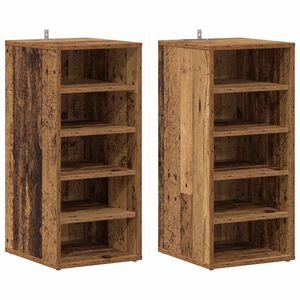 vidaXL Schoenenkasten 2 st 32x35x70 cm bewerkt hout oud houtkleurig