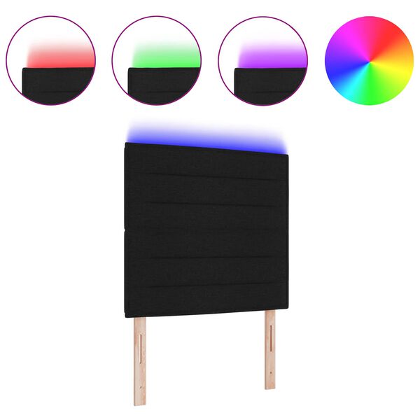 vidaXL LED Hoofdbord met LED-striplichten Zwart 100 cm Polyester