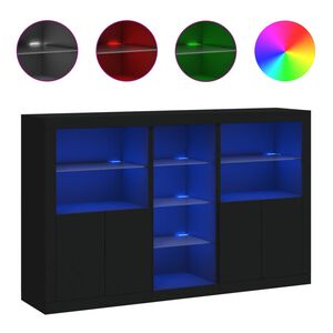 vidaXL Dressoir met LED-verlichting 162x37x100 cm zwart