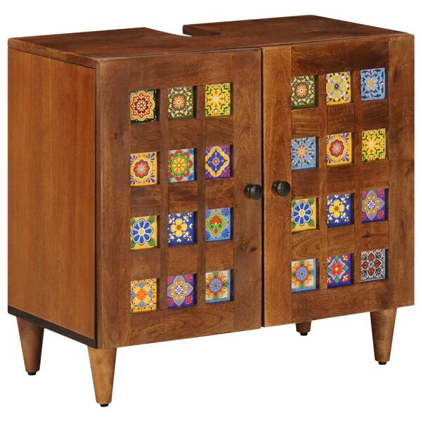 vidaXL Badkamer wastafelkast met opslag Walnotenhout 62 x 33 x 58 cm