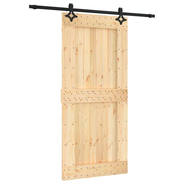 vidaXL Schuifdeur met beslag 95x210 cm massief grenenhout