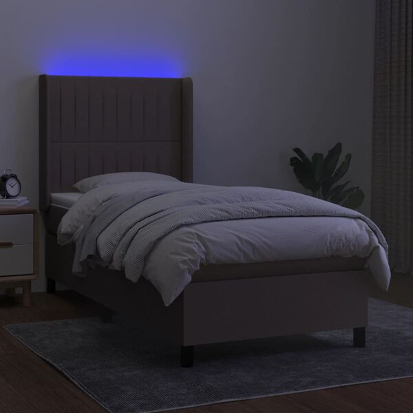 vidaXL Boxspring met matras en LED stof taupe 90x190 cm