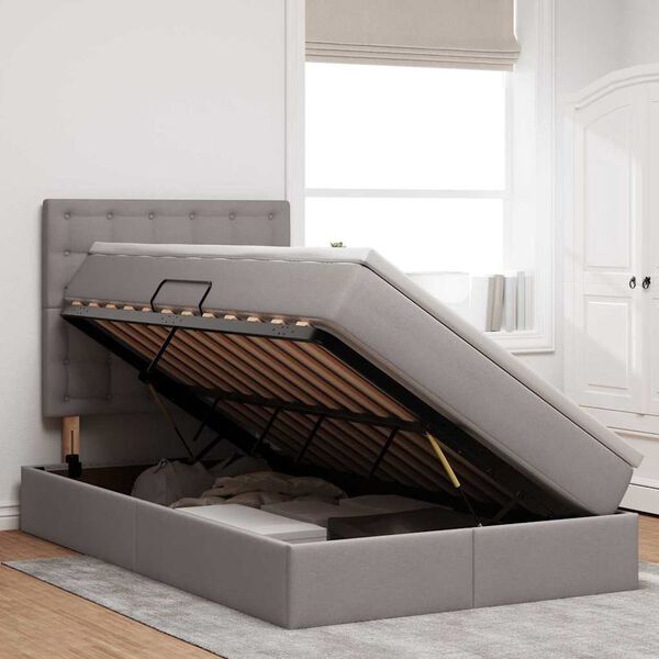 vidaXL Opslag bed met matras met matras Taupe 120 x 190 cm Stof