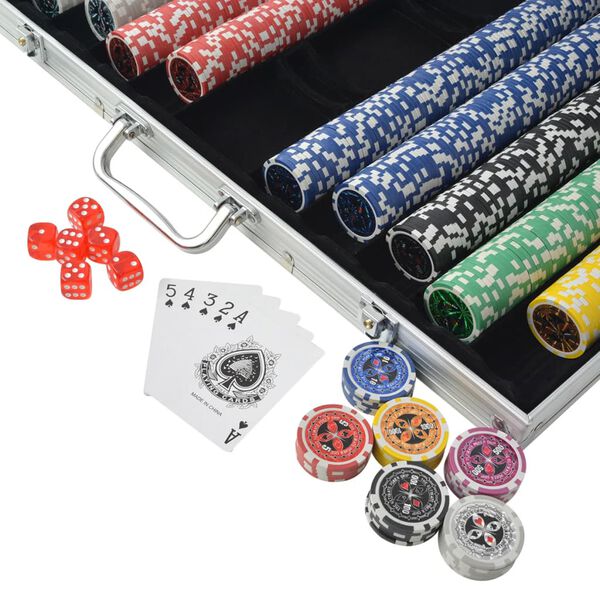 vidaXL Pokerset met 1000 laser chips aluminium