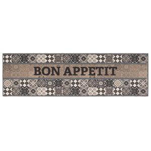 vidaXL Keuken Vloerkleed Grijs bon appetit 150 x 45 cm 100% Polyamide