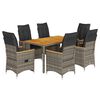 vidaXL 7-delige Tuinset met kussens poly rattan grijs