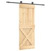 vidaXL Schuifdeur Naturel en Zwart 80 x 210 cm Massief Grenenhout