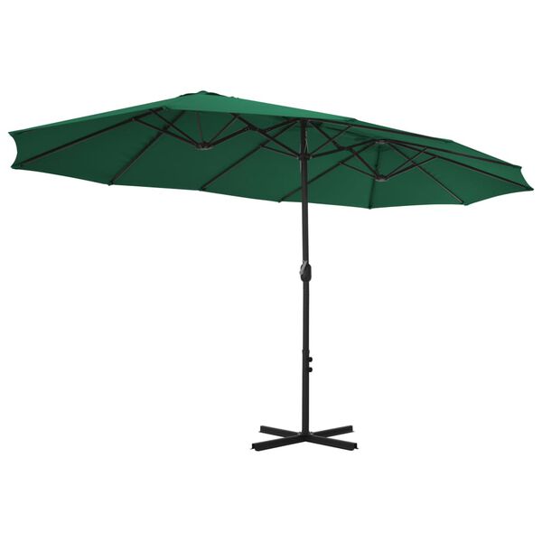 vidaXL Parasol met aluminium paal 460x270 cm groen