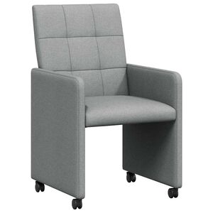 vidaXL Eetkamerstoelen met Wieltjes 2 st Stof Lichtgrijs