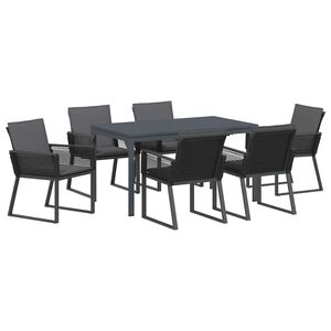 vidaXL Tuin eettafelset 7 st Antraciet poly rattan
