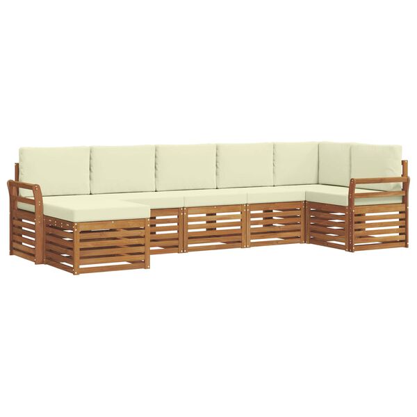 vidaXL Sofa-Sets 7 pcs Natuurlijk en Cr&egrave;me Massief Acaciahout