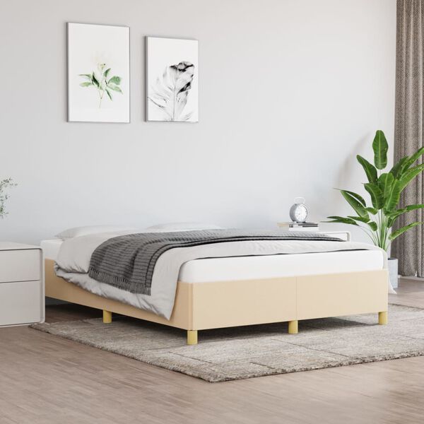 vidaXL Bedframe zonder matras stof cr&egrave;mekleurig 140x200 cm